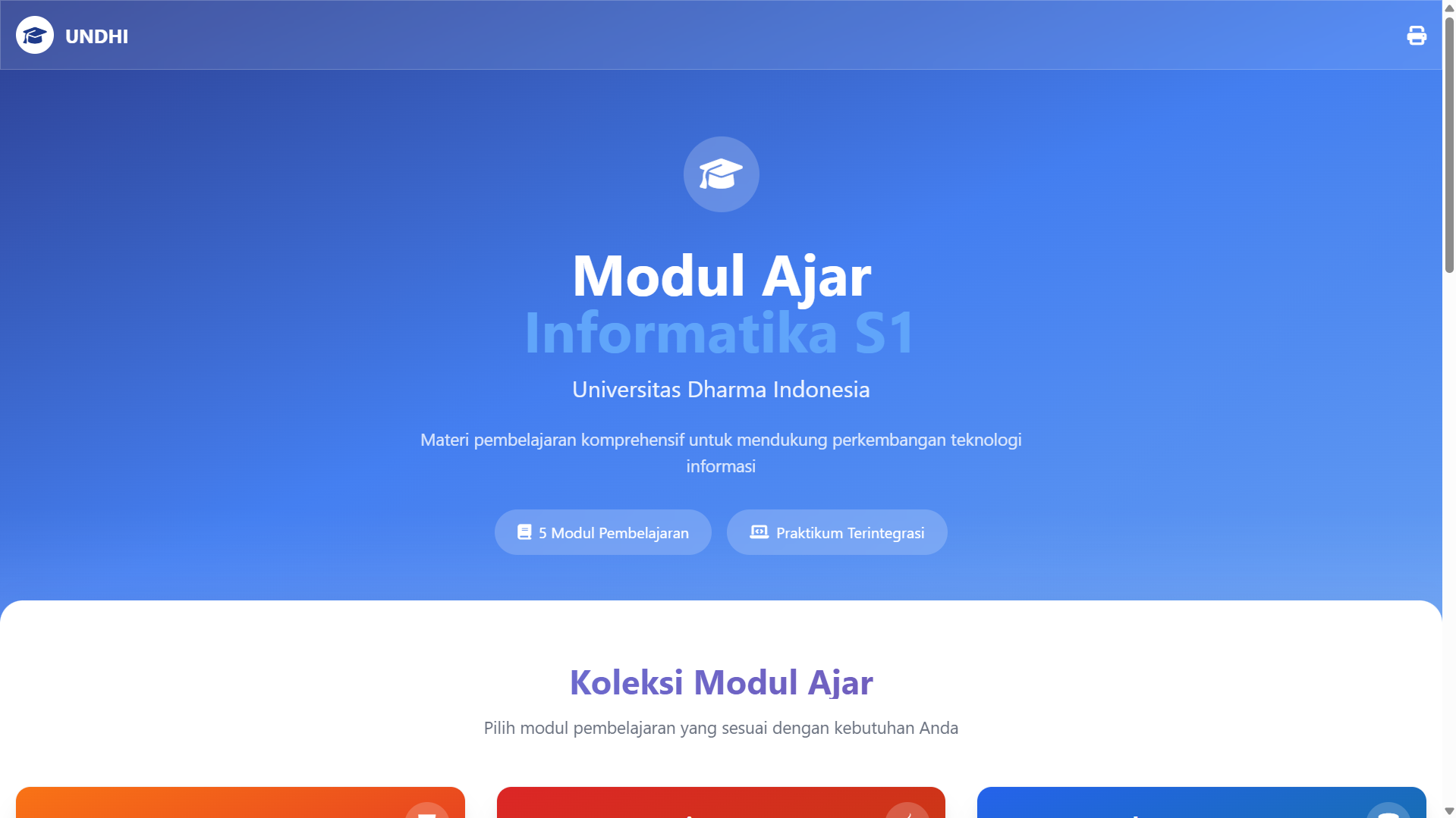 Website Informasi Modul Ajar - Main Interface